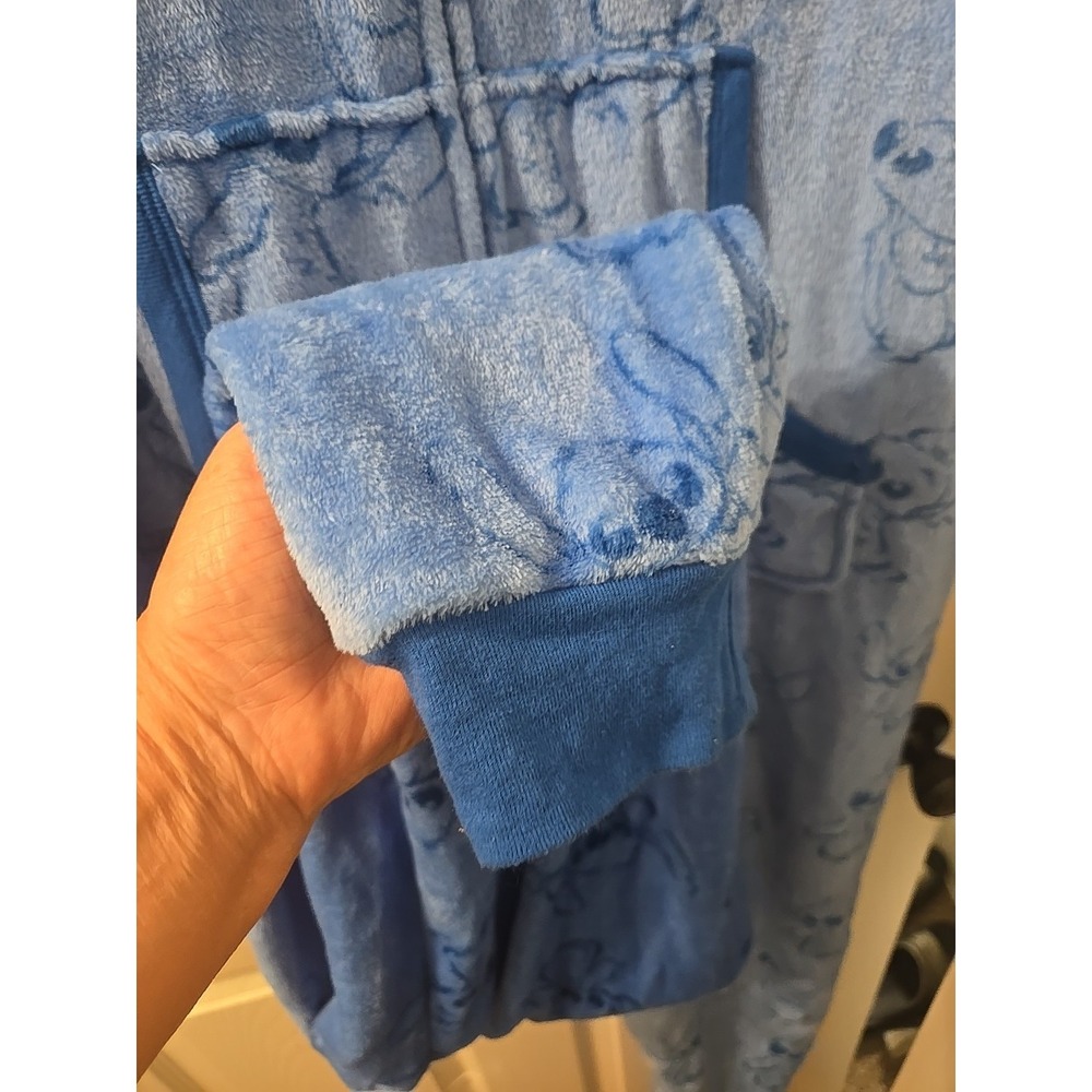 Disney Lilo & Stitch Women's XL Fleece One Piece Pajamas Blue Hooded Zip-Up NWOT - Picture 9 of 9